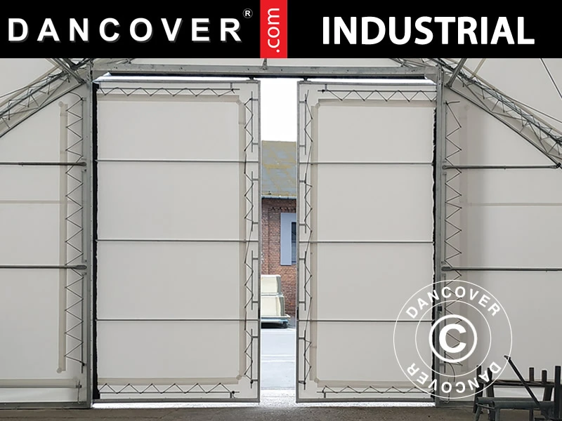 Porte Coulissante 3,5x3,5m Pour Tente De Stockage/tunnel Agricole 10m, PVC, Blanc 2 Porte Coulissante 3,5x3,5m Pour Tente De Stockage/tunnel Agricole 10m, PVC, Blanc – Image 2