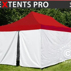 Tente Pliante FleXtents® PRO, Tente Médicale Et D’urgence, 3x6m, Rouge/Blanc, 6 Parois Latérales Incluses