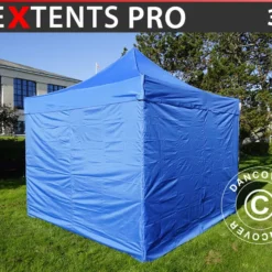 Tente Pliante FleXtents PRO 3x3m Bleu, Avec 4 Cotés