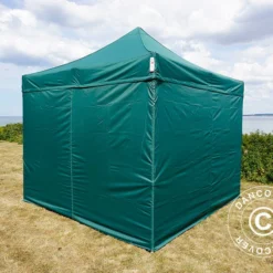 Tente Pliante FleXtents PRO 3x3m Vert, Avec 4 Cotés -Promos Jardin Natif Magasin ft04078 01