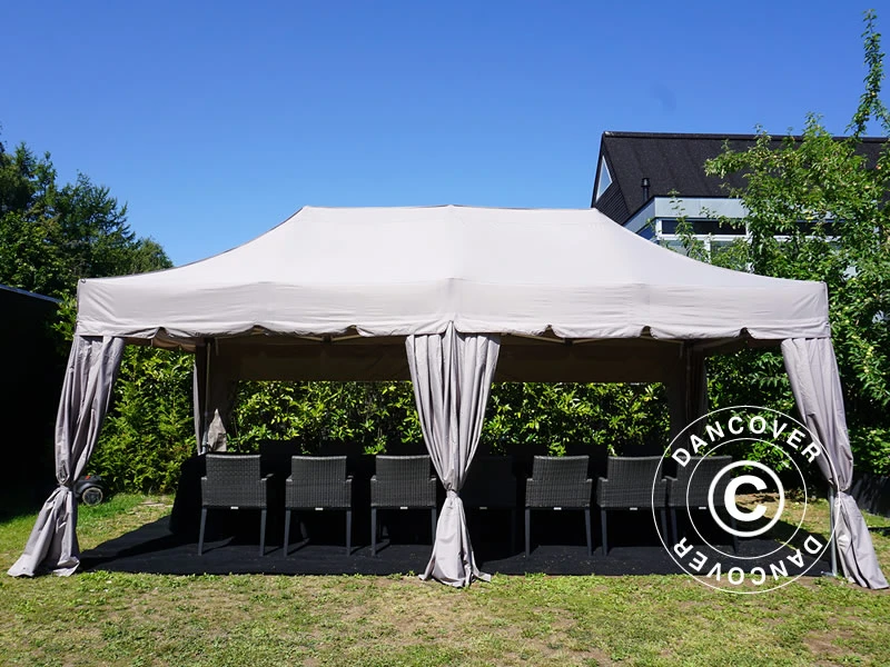 Tente Pliante FleXtents PRO "Peaked" 3x6m Latte, Incl. 6 Parois Latérales Et 6 Rideaux Décoratifs 2 Tente Pliante FleXtents PRO "Peaked" 3x6m Latte, Incl. 6 Parois Latérales Et 6 Rideaux Décoratifs – Image 2