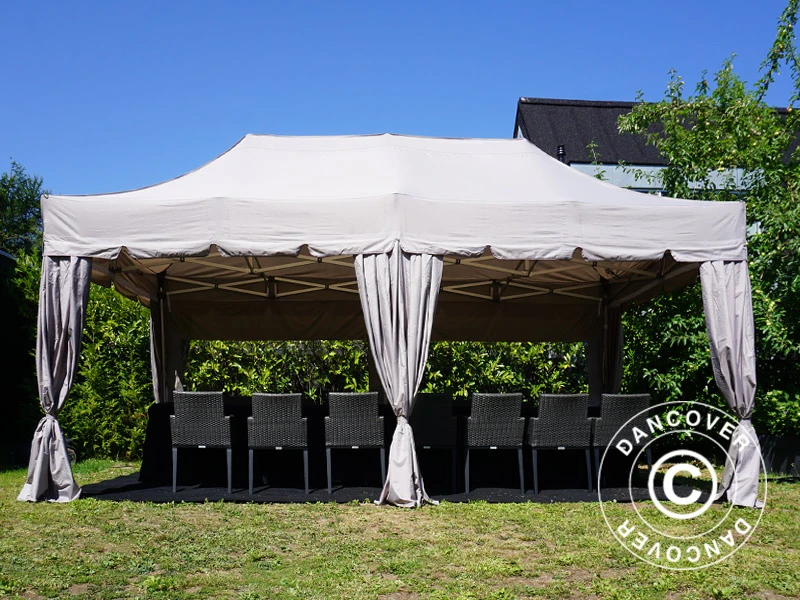 Tente Pliante FleXtents PRO "Peaked" 3x6m Latte, Incl. 6 Parois Latérales Et 6 Rideaux Décoratifs 12 Tente Pliante FleXtents PRO "Peaked" 3x6m Latte, Incl. 6 Parois Latérales Et 6 Rideaux Décoratifs – Image 12