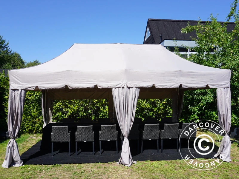 Tente Pliante FleXtents PRO "Peaked" 3x6m Latte, Incl. 6 Parois Latérales Et 6 Rideaux Décoratifs 13 Tente Pliante FleXtents PRO "Peaked" 3x6m Latte, Incl. 6 Parois Latérales Et 6 Rideaux Décoratifs – Image 13