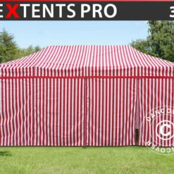 Tente Pliante FleXtents PRO 3x6m Rayé, Avec 6 Cotés