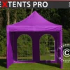 Tente Pliante FleXtents PRO 3x3m Violet, Avec 4 Cotés