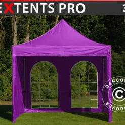 Tente Pliante FleXtents PRO 3x3m Violet, Avec 4 Cotés