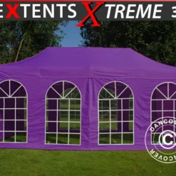 Tente Pliante FleXtents Xtreme 50 Vintage Style 3x6m Violet, Avec 6 Cotés