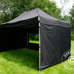 Tente Pliante FleXtents PRO 3x4,5m Noir, Avec 4 Cotés -Promos Jardin Natif Magasin ft04296 05