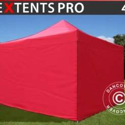 Tente Pliante FleXtents PRO 4x4m Rouge, Avec 4 Cotés