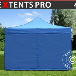 Tente Pliante FleXtents PRO 4x4m Bleu, Avec 4 Cotés