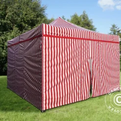 Tente Pliante FleXtents PRO 4x4m Rayé, Avec 4 Cotés -Promos Jardin Natif Magasin ft04319 02