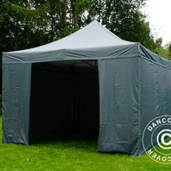 Tente Pliante FleXtents Xtreme 50 4x4m Gris, Avec 4 Cotés -Promos Jardin Natif Magasin ft04355 0121