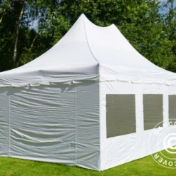 Tente Pliante FleXtents PRO Peak Pagoda 4x6m Blanc, Incl. 8 Parois Latérales -Promos Jardin Natif Magasin ft04397 04
