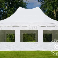 Tente Pliante FleXtents PRO Peak Pagoda 4x6m Blanc, Incl. 8 Parois Latérales -Promos Jardin Natif Magasin ft04397 05
