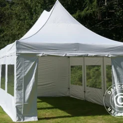 Tente Pliante FleXtents PRO Peak Pagoda 4x6m Blanc, Incl. 8 Parois Latérales -Promos Jardin Natif Magasin ft04397 09