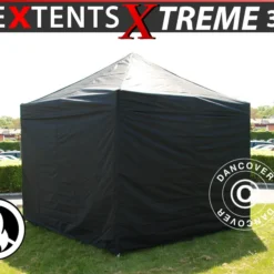 Tente Pliante FleXtents Xtreme 50 3x3m Noir, Ignifugé, Avec 4 Cotés