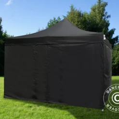 Tente Pliante FleXtents PRO 4x4m Noir, Ignifugé, Avec 4 Cotés -Promos Jardin Natif Magasin ft04461 04