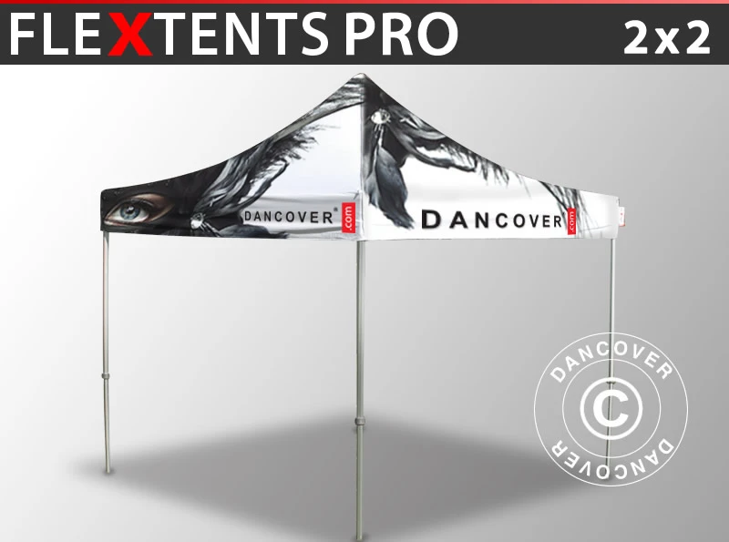Tente Pliante FleXtents PRO Avec Impression Numérique, 2x2m 1 Tente Pliante FleXtents PRO Avec Impression Numérique, 2x2m