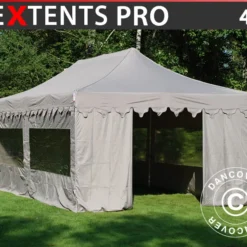 Tente Pliante FleXtents PRO "Morocco" 4x8m Latte, Avec 6 Cotés