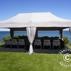 Tente Pliante FleXtents PRO 3x6m Latte, Avec 6 Cotés & Rideaux Décoratifs -Promos Jardin Natif Magasin ft04588 1