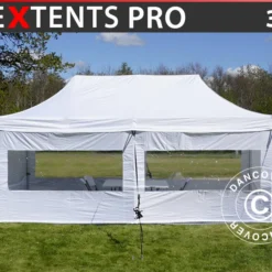 Tente Pour Visiteur FleXtents PRO 3x6m Blanc, Incl. 6 Parois Et 1 Paroi De Séparation Transparente