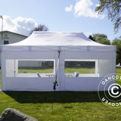 Tente Pour Visiteur FleXtents PRO 3x6m Blanc, Incl. 6 Parois Et 1 Paroi De Séparation Transparente -Promos Jardin Natif Magasin ft04623 011