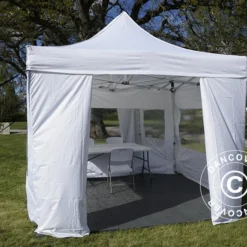 Tente Pour Visiteur FleXtents PRO 3x6m Blanc, Incl. 6 Parois Et 1 Paroi De Séparation Transparente -Promos Jardin Natif Magasin ft04623 013