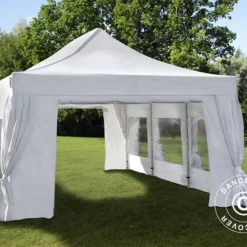 Tente Pliante FleXtents PRO 4x6m Blanc, Avec 8 Cotés & Rideaux Décoratifs -Promos Jardin Natif Magasin ft04632 02