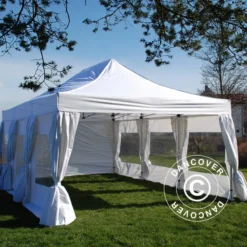 Tente Pliante FleXtents PRO 4x6m Blanc, Avec 8 Cotés & Rideaux Décoratifs -Promos Jardin Natif Magasin ft04632 03