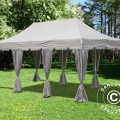 Tente Pliante FleXtents PRO "Peaked" 4x6m Latte, Avec 8 Cotés & Rideaux Décoratifs -Promos Jardin Natif Magasin ft04676 3