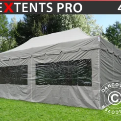 Tente Pliante FleXtents PRO "Peaked" 4x8m Latte, Avec 6 Cotés