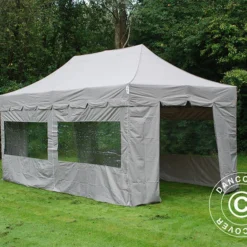 Tente Pliante FleXtents PRO "Peaked" 4x8m Latte, Avec 6 Cotés -Promos Jardin Natif Magasin ft04678 002