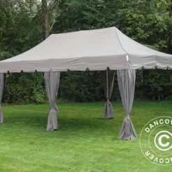 Tente Pliante FleXtents PRO "Peaked" 4x8m Latte, Incl. 6 Parois Latérales Et 6 Rideaux Décoratifs -Promos Jardin Natif Magasin ft04680 3