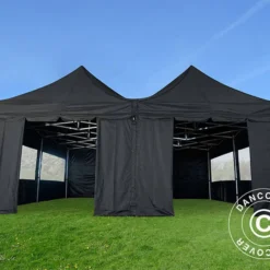Tente Pliante FleXtents PRO Peak Pagoda 6x6m, Noire, 8 Parois Latérales Incluses -Promos Jardin Natif Magasin ft04703 011