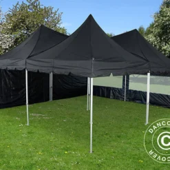 Tente Pliante FleXtents PRO Peak Pagoda 6x6m, Noire, 8 Parois Latérales Incluses -Promos Jardin Natif Magasin ft04703 0113
