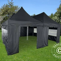Tente Pliante FleXtents PRO Peak Pagoda 6x6m, Noire, 8 Parois Latérales Incluses -Promos Jardin Natif Magasin ft04703 012
