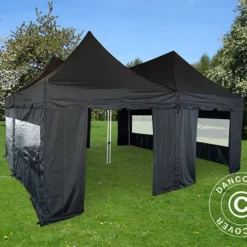 Tente Pliante FleXtents PRO Peak Pagoda 6x6m, Noire, 8 Parois Latérales Incluses -Promos Jardin Natif Magasin ft04703 015