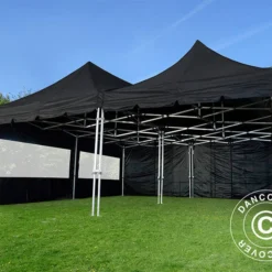 Tente Pliante FleXtents PRO Peak Pagoda 6x6m, Noire, 8 Parois Latérales Incluses -Promos Jardin Natif Magasin ft04703 019