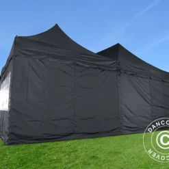 Tente Pliante FleXtents PRO Peak Pagoda 6x6m, Noire, 8 Parois Latérales Incluses -Promos Jardin Natif Magasin ft04703 022