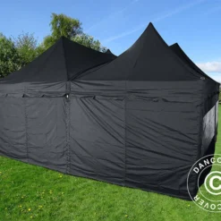 Tente Pliante FleXtents PRO Peak Pagoda 6x6m, Noire, 8 Parois Latérales Incluses -Promos Jardin Natif Magasin ft04703 024