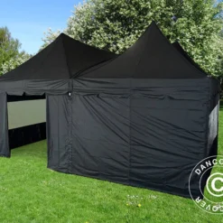 Tente Pliante FleXtents PRO Peak Pagoda 6x6m, Noire, 8 Parois Latérales Incluses -Promos Jardin Natif Magasin ft04703 025