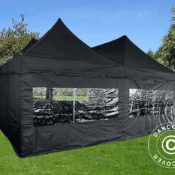 Tente Pliante FleXtents PRO Peak Pagoda 6x6m, Noire, 8 Parois Latérales Incluses -Promos Jardin Natif Magasin ft04703 026