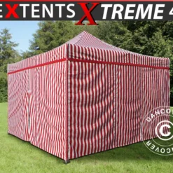 Tente Pliante FleXtents Xtreme 50 4x4m Rayé, Avec 4 Cotés