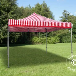 Tente Pliante FleXtents Xtreme 50 4x4m Rayé, Avec 4 Cotés -Promos Jardin Natif Magasin ft04729 04
