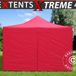 Tente Pliante FleXtents Xtreme 50 4x4m Rouge, Avec 4 Cotés