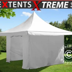 Tente Pliante FleXtents Pagoda Xtreme 50 3x3m / (4x4m) Blanc, Avec 4 Cotés