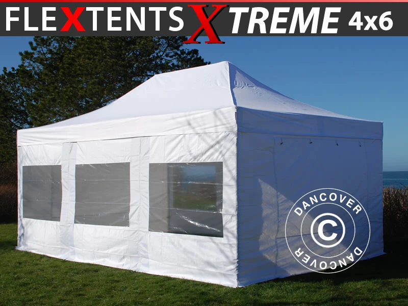 Tente Pliante FleXtents Xtreme 50 4x6m Blanc, Avec 8 Cotés 1 Tente Pliante FleXtents Xtreme 50 4x6m Blanc, Avec 8 Cotés
