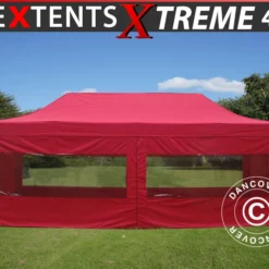 Tente Pliante FleXtents Xtreme 50 4x8m Rouge, Avec 6 Cotés