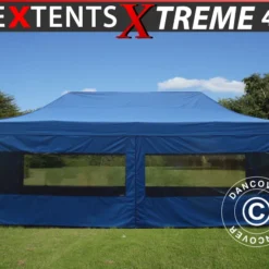 Tente Pliante FleXtents Xtreme 60 4x8m Bleu, Avec 6 Cotés