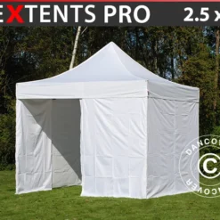 Tente Pliante FleXtents PRO 2,5x2,5m Blanc, Avec 4 Cotés